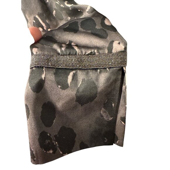 GoSilk V Neck 100% Silk Blouse, Metallic Cuff Washable Size S, Pre-owned EUC - Picture 3 of 7